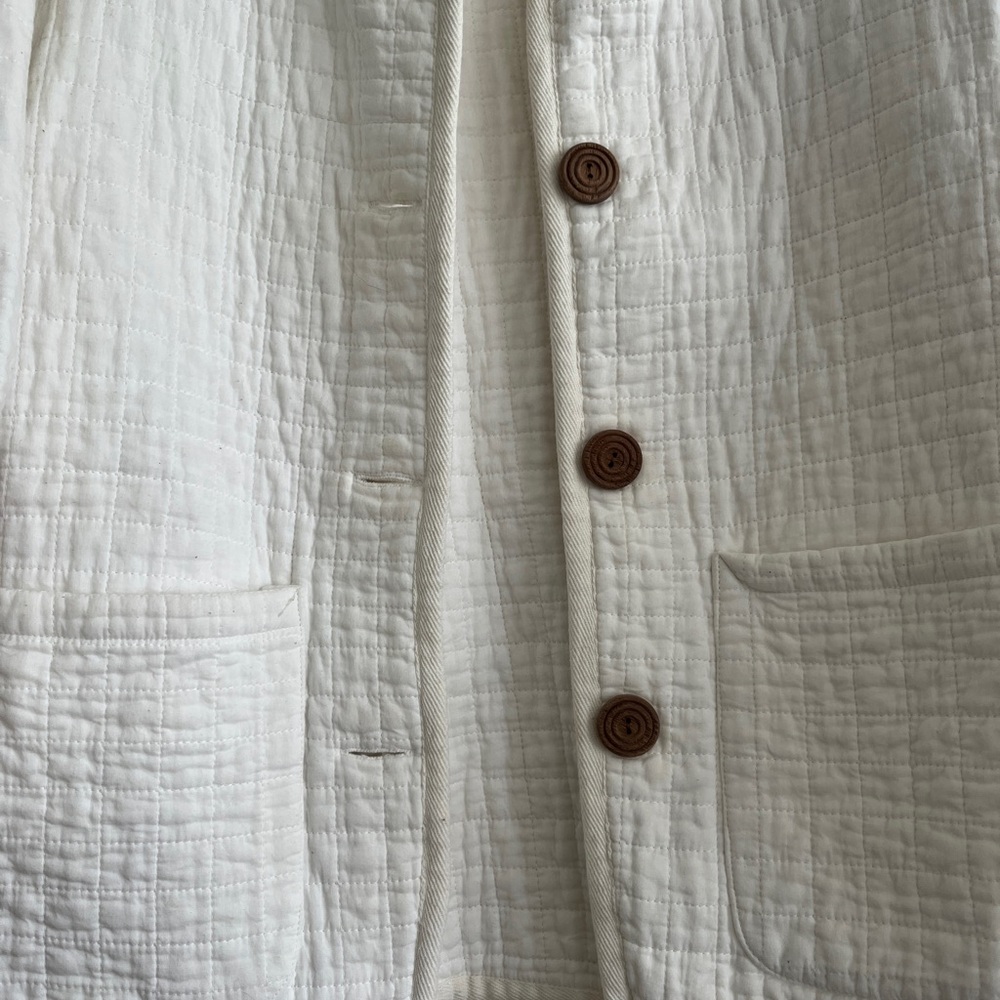 Emerson Fry White Quilted Utility Jacket with Wooden Buttons - Picture 6 of 7